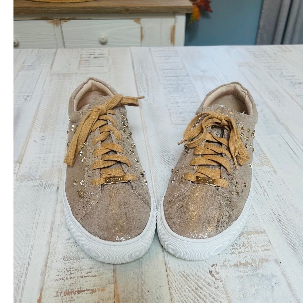 J/Slides‎ Gold Star Embellished Glitter Suede Low Top Sneakers Women Size 10M